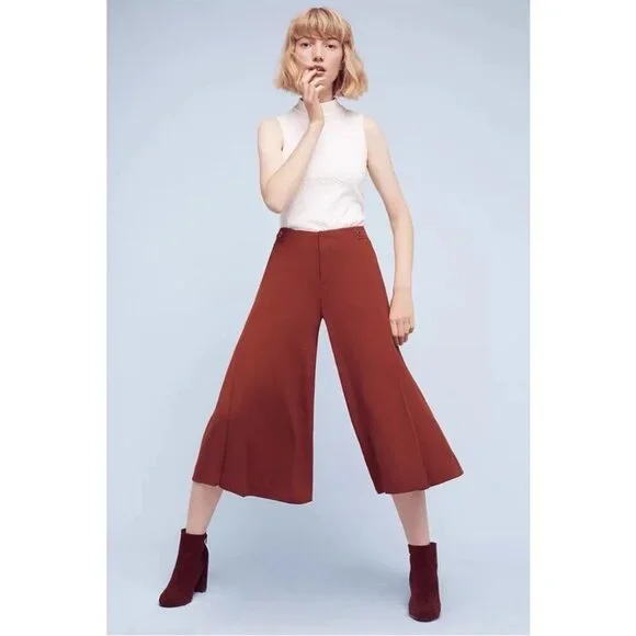 Anthropologie The Essential Culotte in Copper red burgundy Size 4 medium - Picture 1 of 9